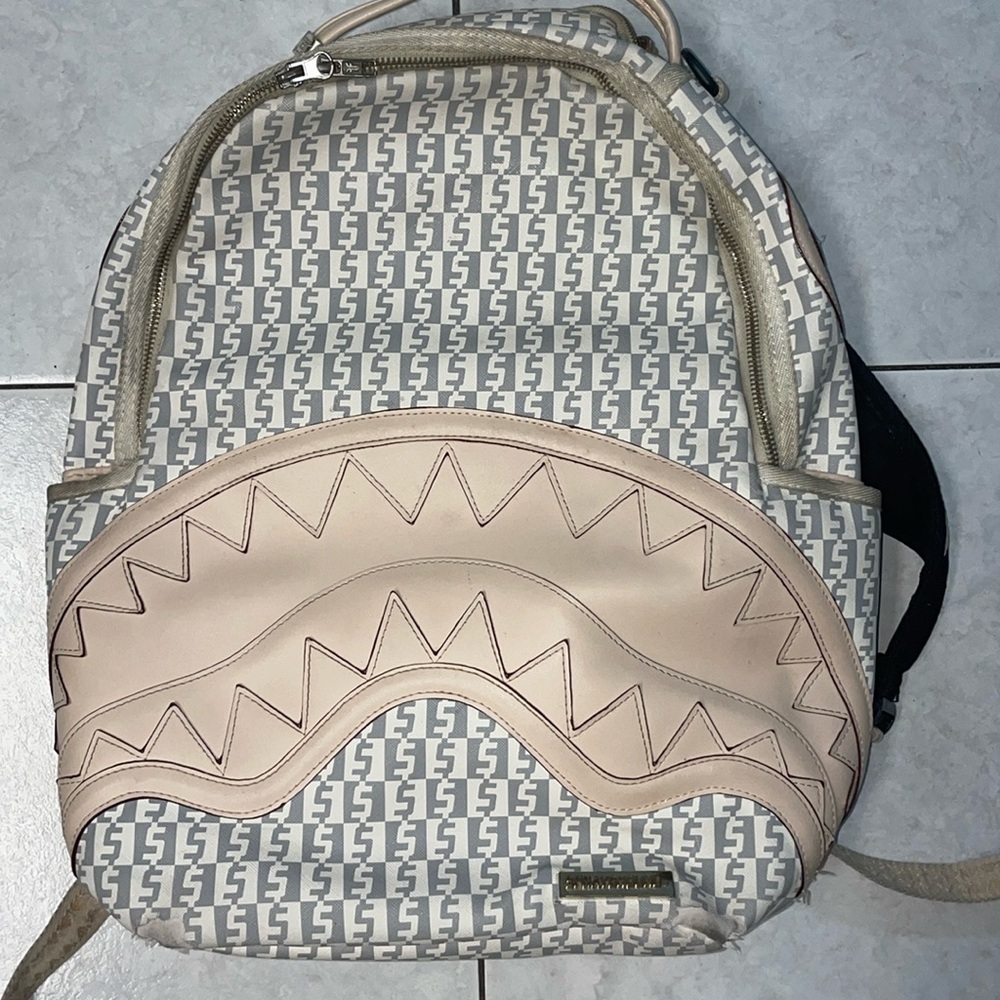 Sprayground Rose Money Checkered White & Grey Backpack